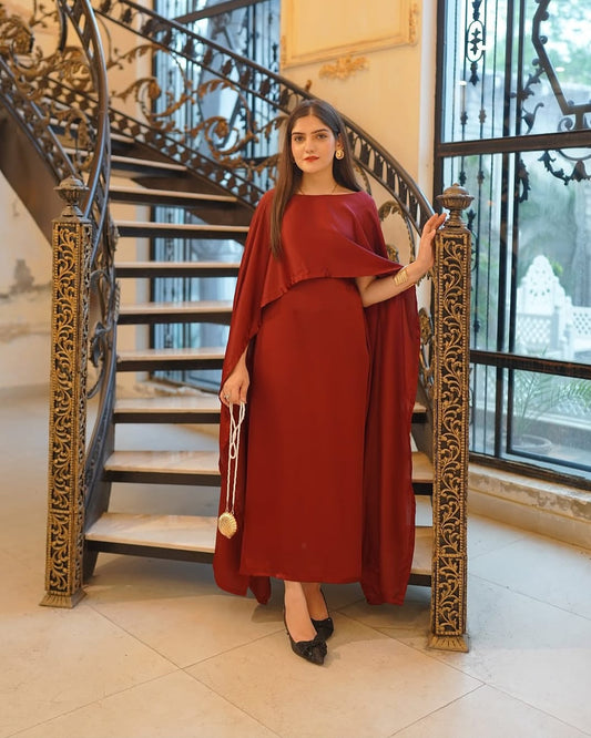 Maroon cape maxi