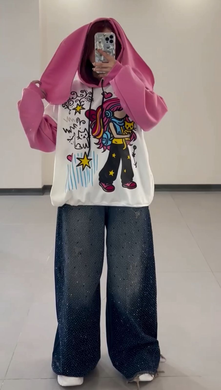 Pink Ear hoddie